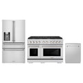 ZLINE 3-Piece Appliance Package - 48-Inch Paramount Gas Range, 36-Inch French Door Refrigerator with Water Dispenser, Dishwasher, in Stainless Steel