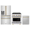 ZLINE 3-Piece Appliance Package - 30-Inch Paramount Autograph Gas Range, 36-Inch French Door Refrigerator with Water Dispenser, Dishwasher, in Stainless Steel with Champagne Bronze Accents