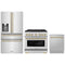 ZLINE 3-Piece Appliance Package - 36-Inch Paramount Autograph Gas Range, 36-Inch French Door Refrigerator with Water Dispenser, Dishwasher, in Stainless Steel with Champagne Bronze Accents