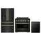 ZLINE 3-Piece Appliance Package - 36-Inch Paramount Induction Range, Refrigerator with Water Dispenser, and Dishwasher in Black Stainless Steel with Champagne Bronze Trim