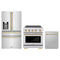 ZLINE 3-Piece Appliance Package - 30-Inch Paramount Induction Range, Refrigerator with Water Dispenser, and Dishwasher in Stainless Steel with Champagne Bronze Trim