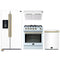 Forno 4-Piece Appliance Package - 30-Inch Gas Range, Under Cabinet Range Hood, Refrigerator with Water Dispenser, and Dishwasher in White with Antique Brass Trim