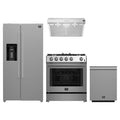 Forno 4-Piece Appliance Package - 30-Inch Gas Range, Under Cabinet Range Hood, Refrigerator with Water Dispenser, and Dishwasher in Stainless Steel