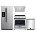 Forno Espresso 4-Piece Appliance Package - 30-Inch Electric Range, Under Cabinet Range Hood, Refrigerator with Water Dispenser and Dishwasher in Stainless Steel