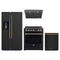 Forno 4-Piece Appliance Package - 30-Inch Leonardo Espresso Electric Range, Under Cabinet Range Hood, Refrigerator with Water Dispenser and Dishwasher in Black with Antique Brass Trim