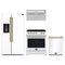 Forno 4-Piece Appliance Package - 30-Inch Leonardo Espresso Electric Range, Under Cabinet Range Hood, Refrigerator with Water Dispenser and Dishwasher in White with Antique Brass Trim