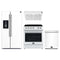 Forno Espresso 4-Piece Appliance Package - 30-Inch Electric Range, Under Cabinet Range Hood, Refrigerator with Water Dispenser and Dishwasher in White with Stainless Steel Trim