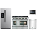 Forno 4-Piece Appliance Package - 48-Inch Gas Range, Refrigerator with Water Dispenser, 24-Inch Microwave Drawer, & 3-Rack Dishwasher in Stainless Steel