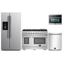 Forno 4-Piece Pro Appliance Package - 48-Inch Gas Range, Refrigerator with Water Dispenser, 24-Inch Microwave Oven, & 3-Rack Dishwasher in Stainless Steel