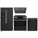 Forno Espresso 4-Piece Appliance Package - 30-Inch Induction Range, Under Cabinet Range Hood, Refrigerator with Water Dispenser and Dishwasher in Black with Stainless Steel Trim