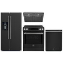 Forno Espresso 4-Piece Appliance Package - 30-Inch Induction Range, Under Cabinet Range Hood, Refrigerator with Water Dispenser and Dishwasher in Black with Stainless Steel Trim