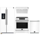 Forno Espresso 4-Piece Appliance Package - 30-Inch Induction Range, Under Cabinet Range Hood, Refrigerator with Water Dispenser and Dishwasher in White with Stainless Steel Trim