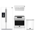 Forno Espresso 4-Piece Appliance Package - 30-Inch Induction Range, Under Cabinet Range Hood, Refrigerator with Water Dispenser and Dishwasher in White with Stainless Steel Trim