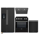 Forno 4-Piece Appliance Package - 30-Inch Induction Range, Under Cabinet Range Hood, French Door Refrigerator with Water Dispenser, and Dishwasher in Black with Stainless Steel Trim