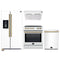 Forno 4-Piece Appliance Package - 30-Inch Induction Range, Under Cabinet Range Hood, French Door Refrigerator with Water Dispenser, and Dishwasher in White with Antique Brass Trim