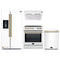 Forno 4-Piece Appliance Package - 30-Inch Induction Range, Under Cabinet Range Hood, French Door Refrigerator with Water Dispenser, and Dishwasher in White with Antique Brass Trim