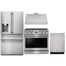 Thor Kitchen A-Series 4-Piece Appliance Package - 36-Inch Electric Range, Under Cabinet Range Hood, Refrigerator with Water Dispenser, and Dishwasher in Stainless Steel