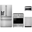 Thor Kitchen A-Series 4-Piece Appliance Package - 30-Inch Propane Gas Range, Refrigerator with Water Dispenser, Dishwasher, and Microwave in Stainless Steel