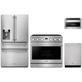 Thor Kitchen 4-Piece Appliance Package - 36-Inch Propane Gas Range, Refrigerator with Water Dispenser, Dishwasher, & Microwave Drawer in Stainless Steel