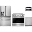 Thor Kitchen A-Series 4-Piece Appliance Package - 36-Inch Propane Gas Range, Refrigerator with Water Dispenser, Dishwasher, and Microwave in Stainless Steel
