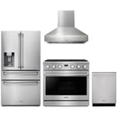 Thor Kitchen A-Series 4-Piece Appliance Package - 36-Inch Propane Gas Range, Pro-Style Wall Mount Range Hood, Refrigerator with Water Dispenser, and Dishwasher in Stainless Steel