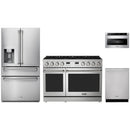 Thor Kitchen A-Series 4-Piece Appliance Package - 48-Inch Propane Gas Range, Refrigerator with Water Dispenser, Dishwasher, and Microwave in Stainless Steel