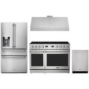Thor Kitchen A-Series 4-Piece Appliance Package - 48-Inch Propane Gas Range, Under Cabinet Range Hood, Refrigerator with Water Dispenser, and Dishwasher in Stainless Steel