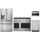 Thor Kitchen A-Series 4-Piece Appliance Package - 48-Inch Gas Range, Refrigerator with Water Dispenser, Dishwasher, and Microwave in Stainless Steel