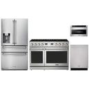 Thor Kitchen A-Series 4-Piece Appliance Package - 48-Inch Propane Gas Range, Refrigerator with Water Dispenser, Dishwasher, and Microwave in Stainless Steel