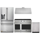 Thor Kitchen A-Series 4-Piece Appliance Package - 48-Inch Gas Range, Under Cabinet Range Hood, Refrigerator with Water Dispenser, and Dishwasher in Stainless Steel