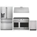 Thor Kitchen 4-Piece Appliance Package - 48-Inch Natural Gas Range, Refrigerator with Water Dispenser, Under Cabinet Hood, & Dishwasher in Stainless Steel