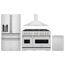ZLINE 4-Piece Appliance Package - 48-Inch Dual Fuel Range, Hood, Refrigerator with Water Dispenser, and Dishwasher in Stainless Steel