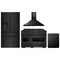 ZLINE 4-Piece Appliance Package - 48-Inch Dual Fuel Range, Hood, Refrigerator with Water Dispenser, and Dishwasher in Black Stainless Steel