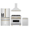 ZLINE 4-Piece Appliance Package - 36-Inch Dual Fuel Range, Hood, Refrigerator with Water Dispenser, and Dishwasher in Stainless Steel with Champagne Bronze Accents
