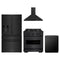 ZLINE 4-Piece Appliance Package - 30-Inch Gas Range, Hood, Refrigerator with Water Dispenser, and Dishwasher in Black Stainless Steel