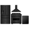 ZLINE 4-Piece Appliance Package - 36-Inch Gas Range, Hood, Refrigerator with Water Dispenser, and Dishwasher in Black Stainless Steel