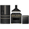 ZLINE 4-Piece Appliance Package - 36-Inch Gas Range, Hood, Refrigerator with Water Dispenser, and Dishwasher in Black Stainless Steel with Gold Accents
