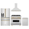 ZLINE 4-Piece Appliance Package - 36-Inch Gas Range, Hood, Refrigerator with Water Dispenser, and Dishwasher in Stainless Steel with Gold Accents