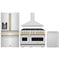 ZLINE 4-Piece Appliance Package - 48-Inch Gas Range, Hood, Refrigerator with Water Dispenser, and Dishwasher in Stainless Steel with Gold Accents