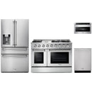 Thor Kitchen 4-Piece Pro Appliance Package - 48-Inch Propane Gas Range, Refrigerator with Water Dispenser, Dishwasher, & Microwave Drawer in Stainless Steel