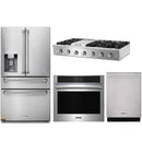 Thor Kitchen 4-Piece Pro Appliance Package - 48-Inch Rangetop, Electric Wall Oven, Dishwasher & Refrigerator with Water Dispenser in Stainless Steel