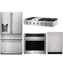 Thor Kitchen 4-Piece Pro Appliance Package - 48-Inch Propane Gas Rangetop , Electric Wall Oven, Dishwasher & Refrigerator with Water Dispenser in Stainless Steel