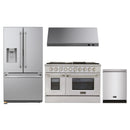 Kucht 4-Piece Appliance Package - 48-Inch Dual Fuel Range in Natural Gas, 36-Inch Refrigerator with Water Dispenser, Dishwasher & Under Cabinet Range Hood in Stainless Steel