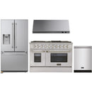 Kucht 4-Piece Appliance Package - 48-Inch Natural Gas Range with 6.7 Cu. Ft. Oven, 36-Inch Refrigerator with Water Dispenser, Dishwasher & Under Cabinet Range Hood in Stainless Steel
