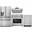 Thor Kitchen 4-Piece Appliance Package - 36-Inch Propane Gas Range, Refrigerator with Water Dispenser, Under Cabinet Hood & Dishwasher in Stainless Steel