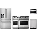 Thor Kitchen 4-Piece Appliance Package - 48-Inch Propane Gas Range, Refrigerator with Water Dispenser, Dishwasher, & Microwave Drawer in Stainless Steel