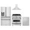 ZLINE 4-Piece Appliance Package - 30-Inch Dual Fuel Range, Refrigerator with Water Dispenser, Convertible Wall Mount Hood, and 3-Rack Dishwasher in Stainless Steel