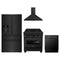 ZLINE 4-Piece Appliance Package - 30-Inch Dual Fuel Range with Brass Burners, Refrigerator with Water Dispenser, Convertible Wall Mount Hood, and 3-Rack Dishwasher in Black Stainless Steel