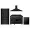 ZLINE 4-Piece Appliance Package - 48-Inch Dual Fuel Range with Brass Burners, Refrigerator with Water Dispenser, Convertible Wall Mount Hood, and 3-Rack Dishwasher in Black Stainless Steel