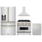 ZLINE 4-Piece Appliance Package - 36-Inch Legacy Autograph Dual Fuel Range, Wall Mount Range Hood, 36-Inch French Door Refrigerator with Water Dispenser, Dishwasher, in Stainless Steel with Gold Accents